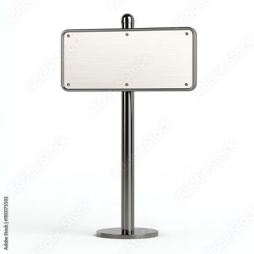 Wallpaper Mural A blank, metallic signpost stands upright on a circular base, ready for customization or directional use in various settings. Torontodigital.ca