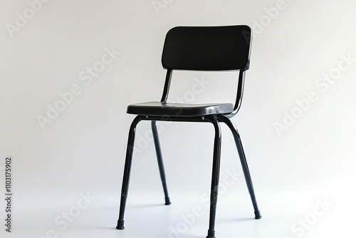 Black chair on white background, minimalistic design