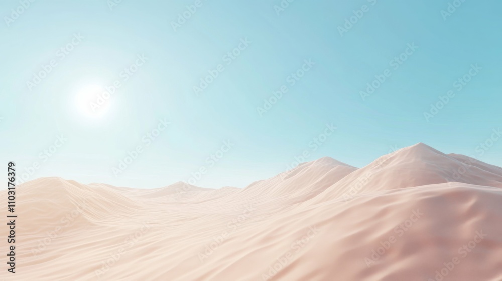 soft and gentle sand dunes under morning sunlight, clear blue sky, peaceful and serene desert scene, warm and bright atmosphere, isolated and natural, digital beauty soft and gentle sand dunes under morning sunlight, clear blue sky, peaceful and serene desert scene, warm and bright atmosphere, isolated and natural, digital beauty