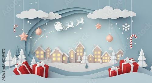 Wallpaper Mural A variety of Christmas card & banner collection. Collection color postcards with christmas tree, decoration, snowman, ball, various xmas elements and decorations. Torontodigital.ca