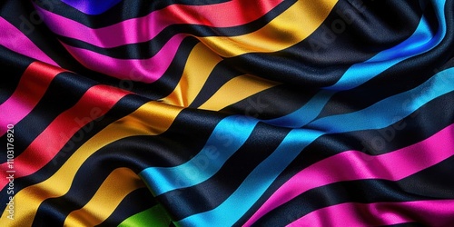 Wallpaper Mural Colorful striped fabric with a black stripe Torontodigital.ca