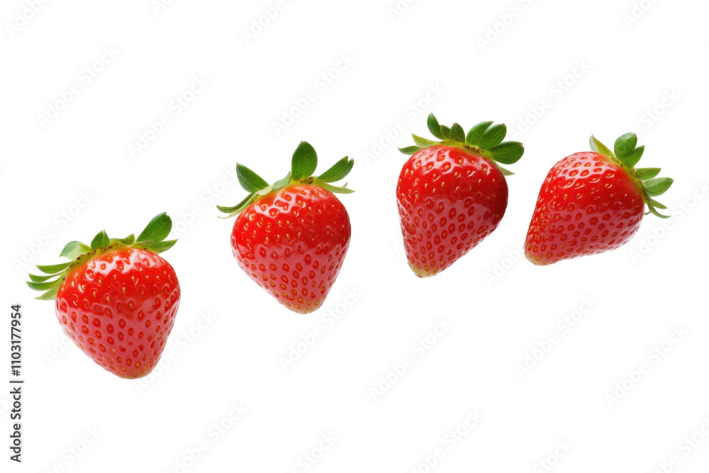 Set of strawberries floating in the air isolated on white background Set of strawberries floating in the air isolated on white background