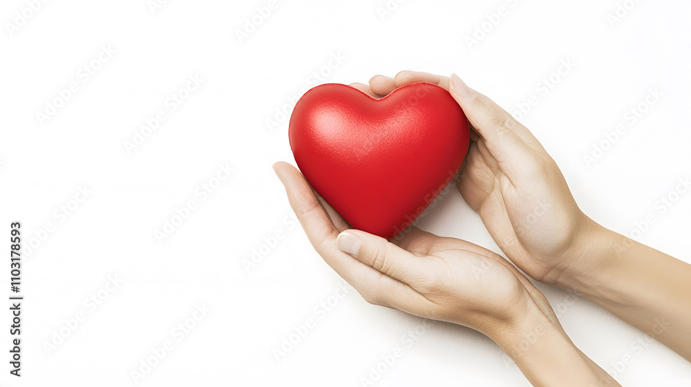 Two hands gently cupping glowing red heart, symbolizing love and care. This evokes warmth and affection, perfect for expressing emotions Two hands gently cupping glowing red heart, symbolizing love and care. This evokes warmth and affection, perfect for expressing emotions