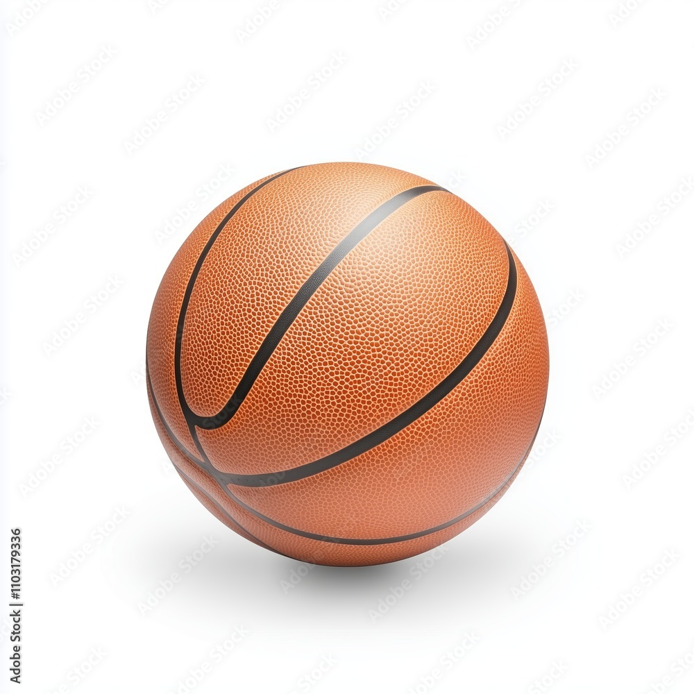 Obraz premium Basketball sits prominently on a clean surface showcasing its vibrant orange color and detailed texture in a minimalist setting