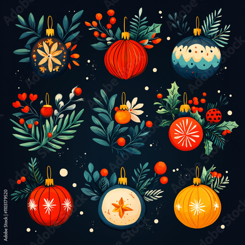 A collection of festive New Year greeting cards with holiday designs