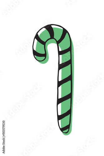 Wallpaper Mural Vector candy cane icon, Lollipop in flat doodle style. Color bright contour clipart for Christmas, new year, winter holidays design Torontodigital.ca