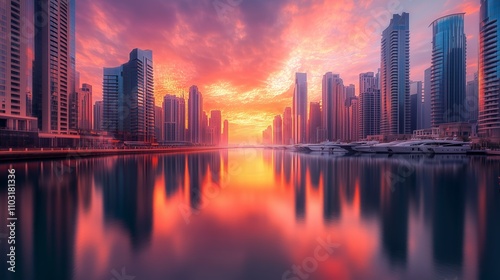 On October 10, Dubai Marina dazzles with skyscrapers, sunset hues, yachts, and a vibrant promenade.