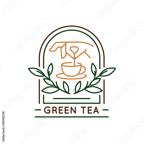 Simple Logo with Green tea cup icon. Simple logo with green tea cup icon for social media, app, and web design. Vector illustration