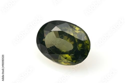 Natural Green Zircon Gemstone with Faceted Cut and Brilliant Luster