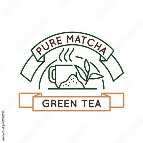 Simple Logo with Green tea pure matcha icon. Simple logo with green tea pure matcha icon for social media, app, and web design. Vector illustration