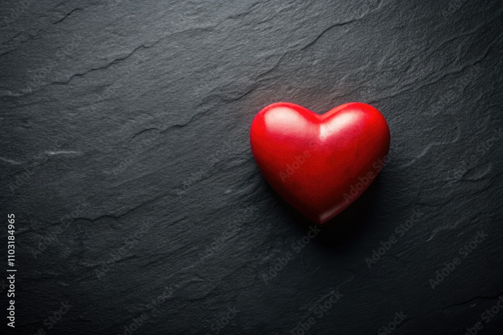 Obraz premium Minimalist Valentine's Day Background with Red Heart on Black Paper - Perfect for Romantic Greetings and Love Messages