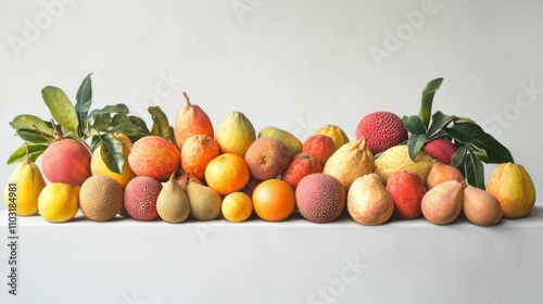 Fresh and Colorful Variety of Exotic Fruits on Neutral Background