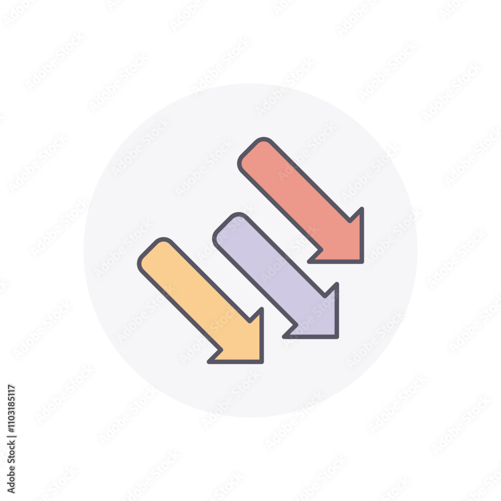 Down vector icon stock illustration Down vector icon stock illustration