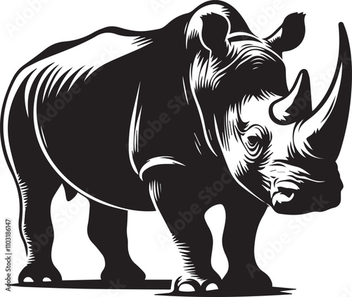 Rocky rhino silhouette - animal rockey rhino - vector image of rockey rhino  photo