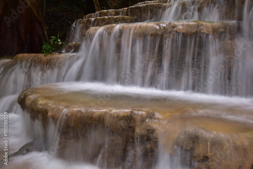 Travel to waterfalls during the rainy season, The tiers of the waterfall contrast beautifully with the sky, Nature itself is the best physician
