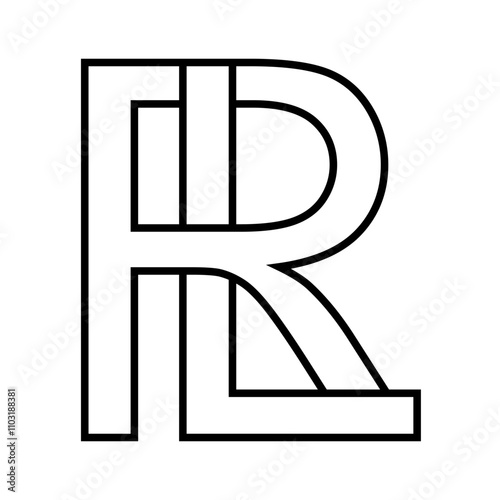 Logo sign rl lr icon double letters logotype r l