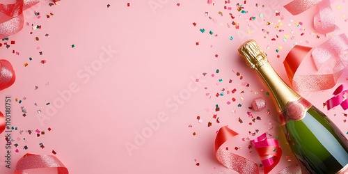 Festive Champagne Bottle with Confetti