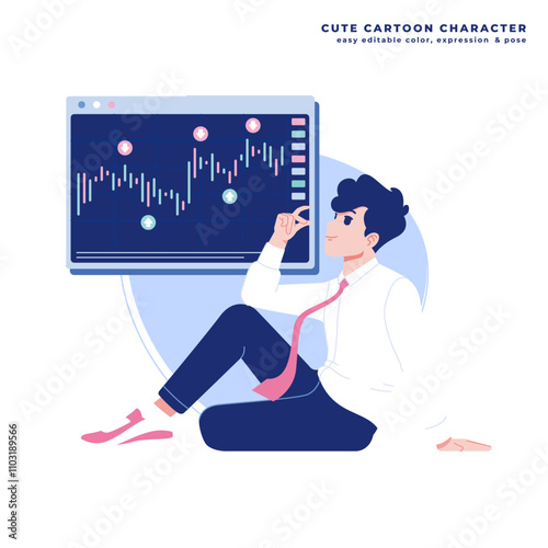 trading concept cute cartoon illustration