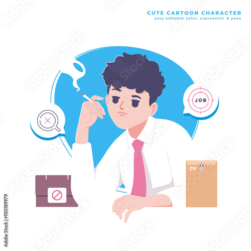 job seeker cartoon character illustration