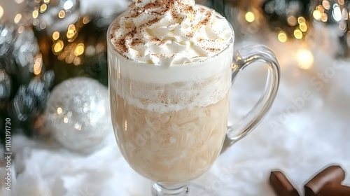 Cozy Christmas Eggnog: Indulge in the festive spirit with this creamy, spiced eggnog, topped with whipped cream and cinnamon. Perfect for a cozy night by the fire.