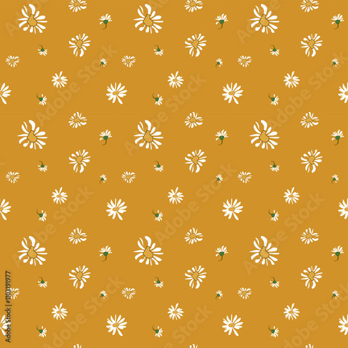 A seamless textile Background of daisy seamless pattern vector design hand drawn spring daisy flower fabric towel design pattern summer print ditsy flower. photo