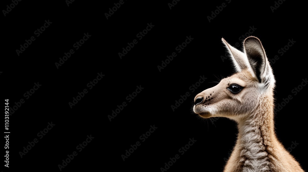 Obraz premium a kangaroo standing Over black Studio Background.