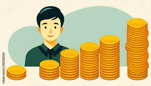 man with gold coins, financial growth clip art preview