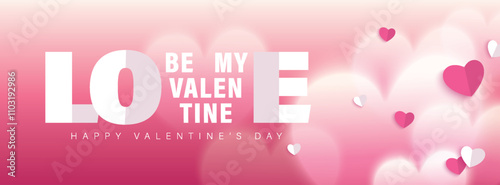 Happy Valentines Day typography with handwritten calligraphy text, isolated on pink background. Romantic Template design for celebrating valentine's Day on 14 February. Vector Illustration