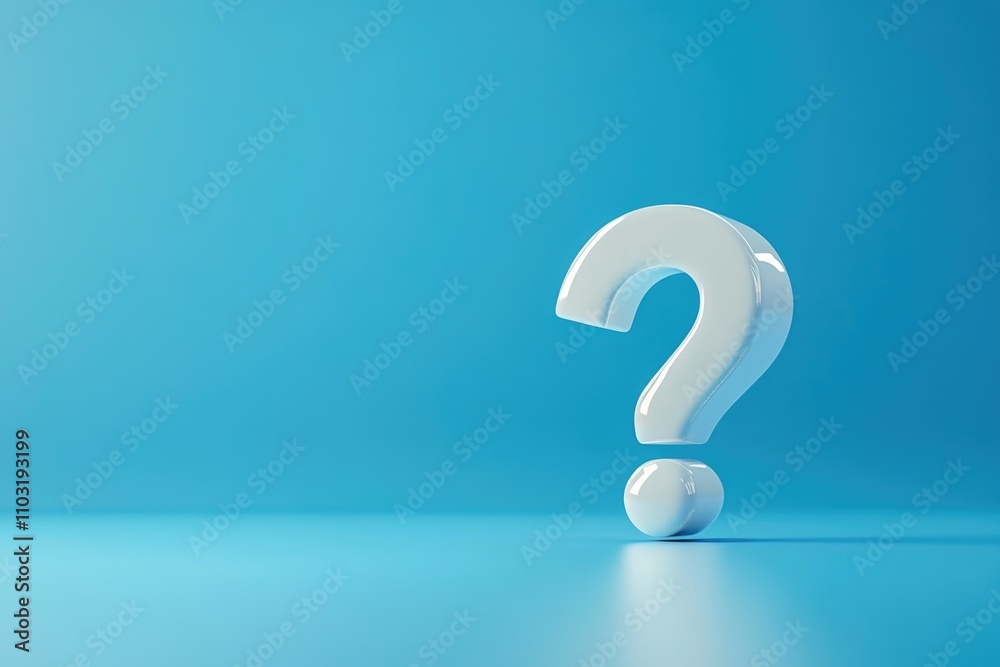 White question mark is on a blue background. The blue background is a very bright and clear color, which contrasts with the white question mark. The question mark is large and bold White question mark is on a blue background. The blue background is a very bright and clear color, which contrasts with the white question mark. The question mark is large and bold