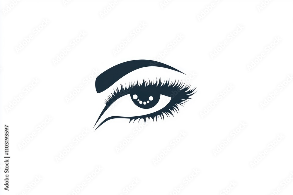 Close up of a woman's eye with a black eyeliner. The eyeliner is drawn in a thin line, and the eye is framed by a black eyebrow. Concept of sophistication and elegance Close up of a woman's eye with a black eyeliner. The eyeliner is drawn in a thin line, and the eye is framed by a black eyebrow. Concept of sophistication and elegance