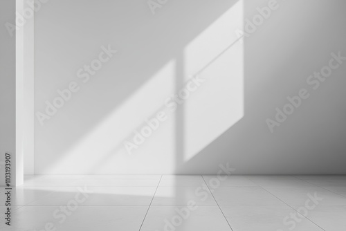 White room interior with a bright window light.