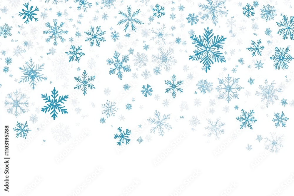Abstract design with blue snowflakes on a white background. Abstract design with blue snowflakes on a white background.