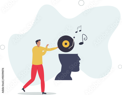 Listen to music while study or working, melody to relax or enjoy life, psychology or chill music help emotional concept.flat characters.