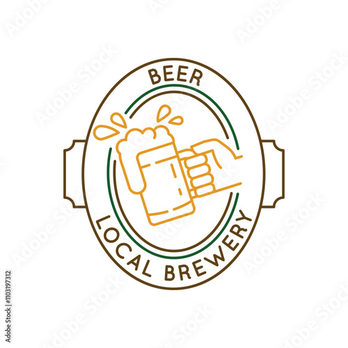 Simple Logo with Beer Local Brewery icon. Simple badge with Beer Local Brewery icon for social media, app, and web design. Vector illustration