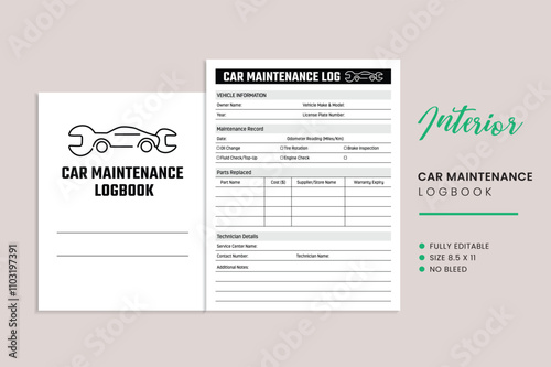 Car Maintenance Logbook Kdp Interior Template