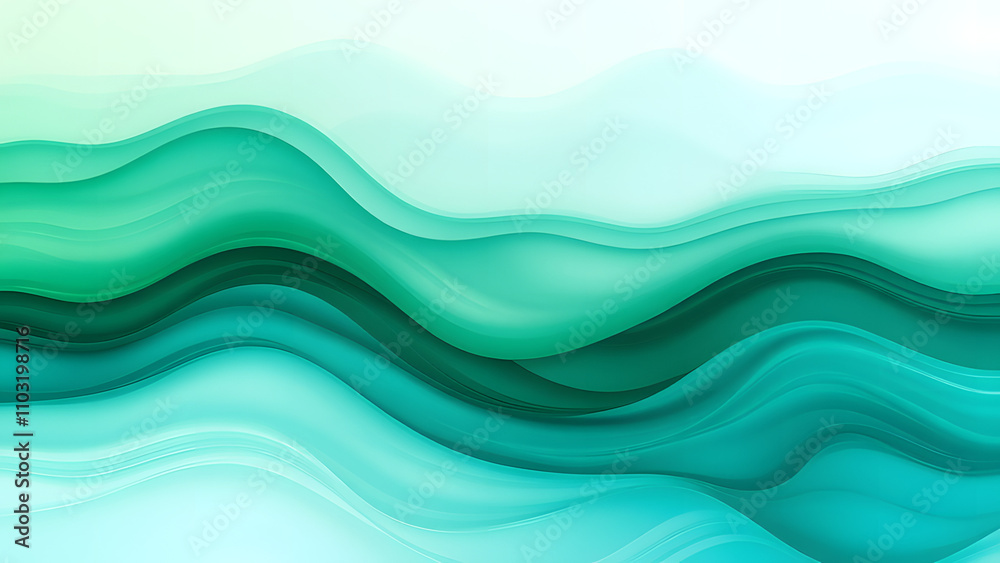 A nature-inspired background featuring abstract wavy textures resembling flowing water, with gradients transitioning from emerald green to teal and soft blue, evoking a fresh and organic atmosphere A nature-inspired background featuring abstract wavy textures resembling flowing water, with gradients transitioning from emerald green to teal and soft blue, evoking a fresh and organic atmosphere