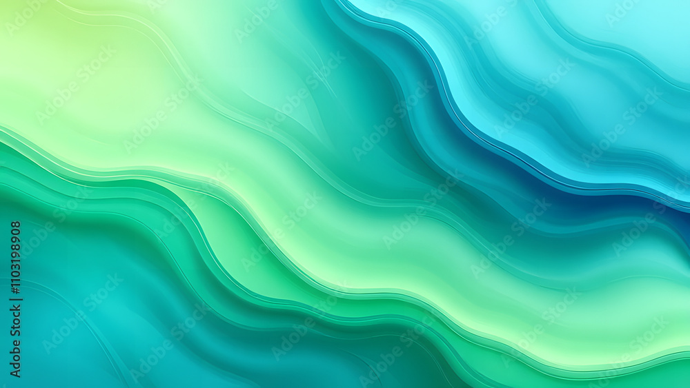 A nature-inspired background featuring abstract wavy textures resembling flowing water, with gradients transitioning from emerald green to teal and soft blue, evoking a fresh and organic atmosphere A nature-inspired background featuring abstract wavy textures resembling flowing water, with gradients transitioning from emerald green to teal and soft blue, evoking a fresh and organic atmosphere