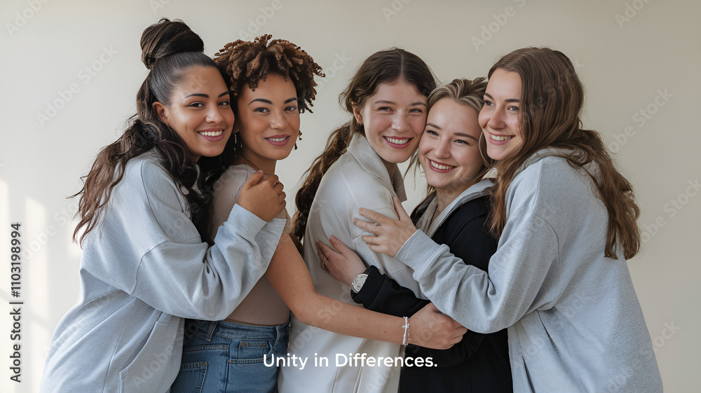 © Iryna - A diverse group of women embracing each other with the text 'Unity in Differences,' symbolizing inclusivity and mutual support. © Iryna - A diverse group of women embracing each other with the text 'Unity in Differences,' symbolizing inclusivity and mutual support.
