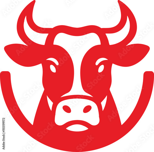 cow head silhouette logo in flat style