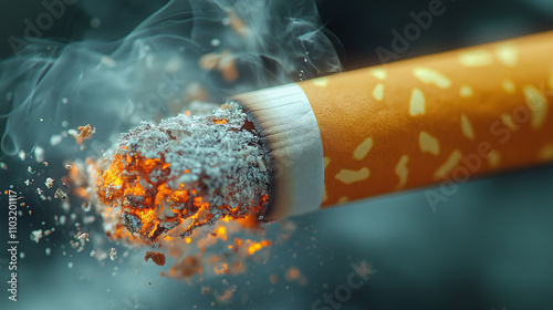 Bonfire of cigarettes in the dark. Concept of harm of smoking photo