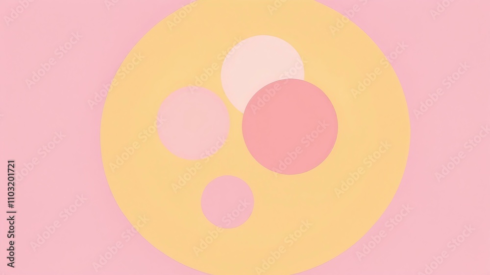 Abstract shade of yellow circles on pastel pink background Abstract shade of yellow circles on pastel pink background