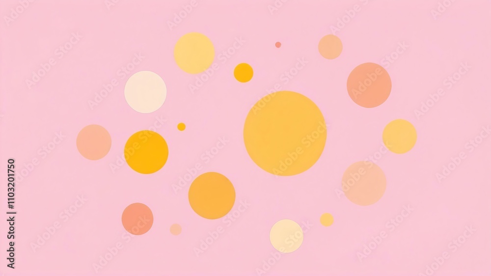 Abstract shade of yellow circles on pastel pink background Abstract shade of yellow circles on pastel pink background