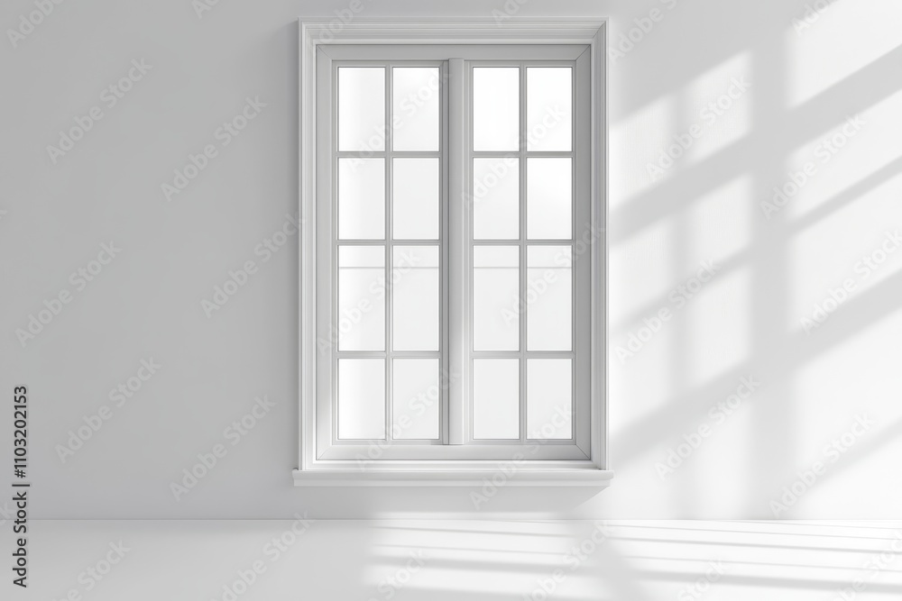 White window with sunlight streaming through. White window with sunlight streaming through.