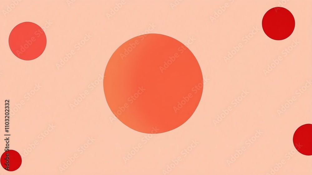 Abstract shade of red circles on pastel orange background
