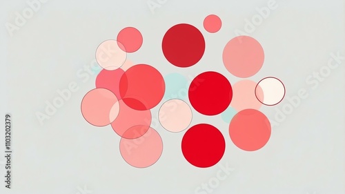 Abstract shade of red circles on pastel gray background