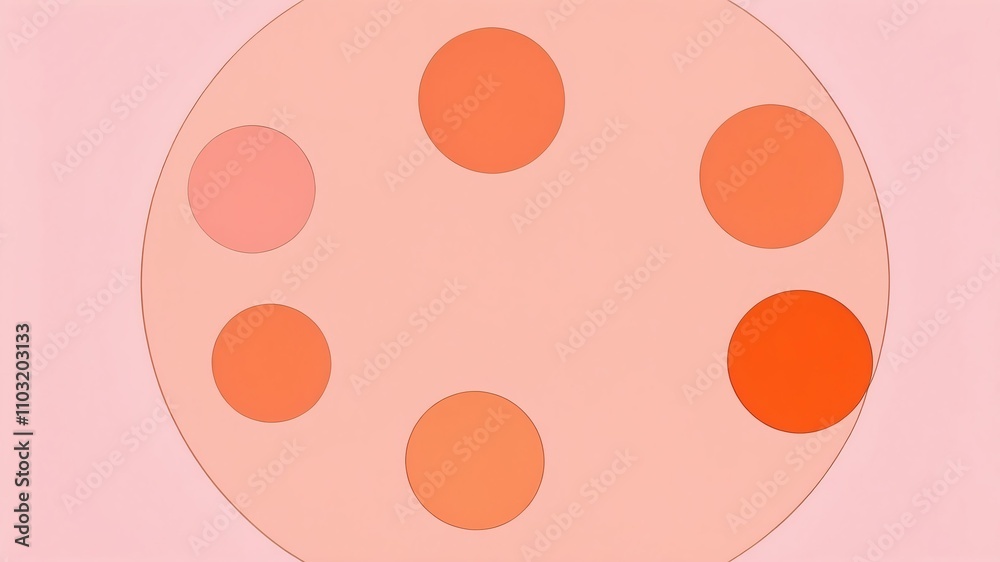Naklejka premium Abstract shade of orange circles on pastel pink background