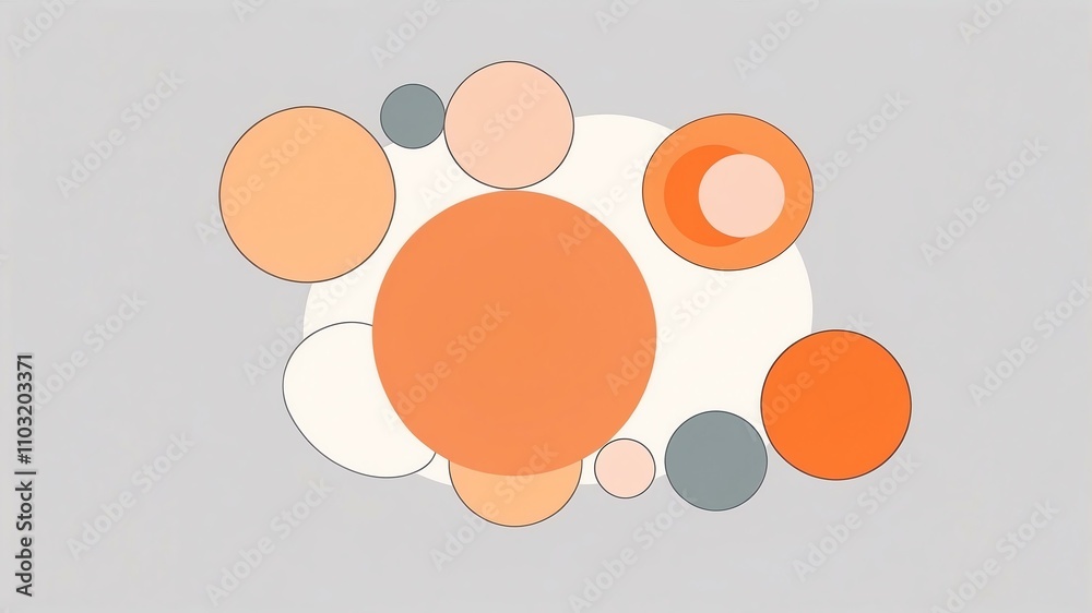 Abstract shade of orange circles on pastel gray background Abstract shade of orange circles on pastel gray background