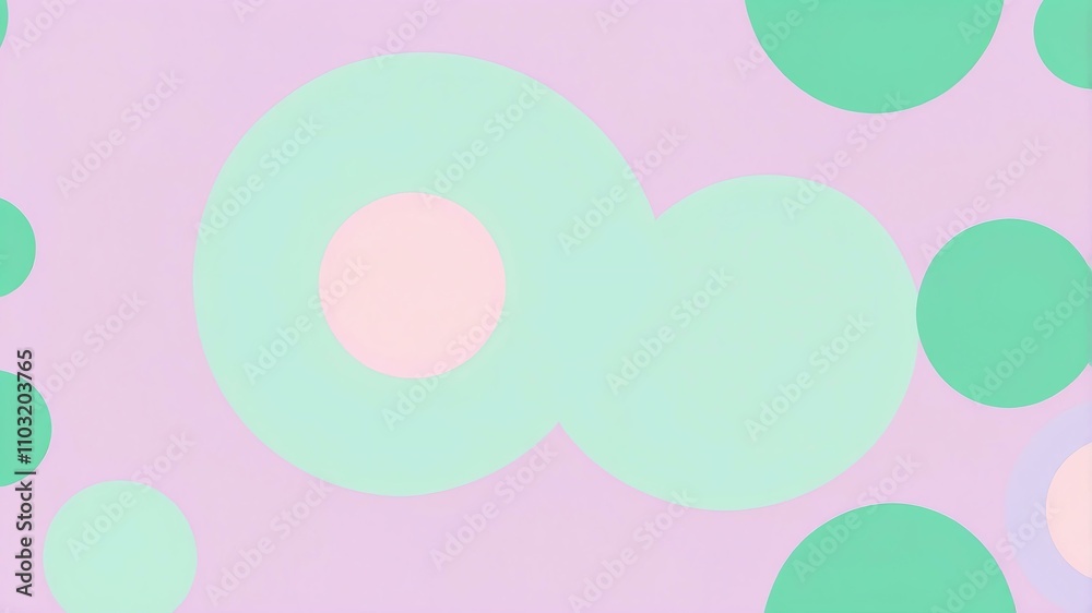 Abstract shade of green circles on pastel purple background Abstract shade of green circles on pastel purple background