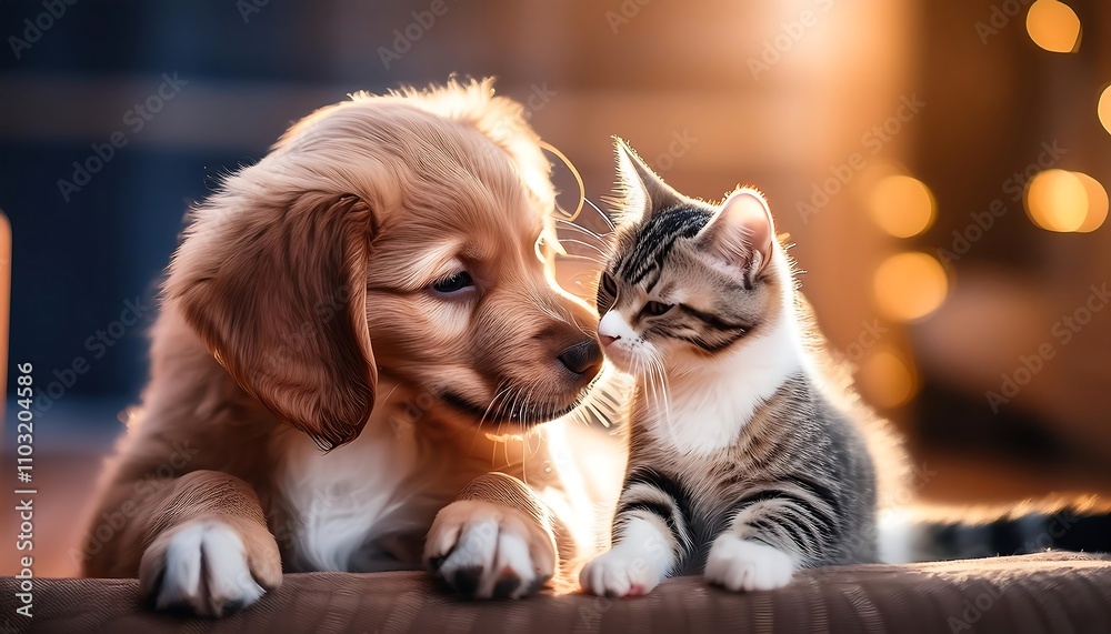 A playful golden retriever puppy frolics on the grass, showcasing its adorable canine charm A playful golden retriever puppy frolics on the grass, showcasing its adorable canine charm