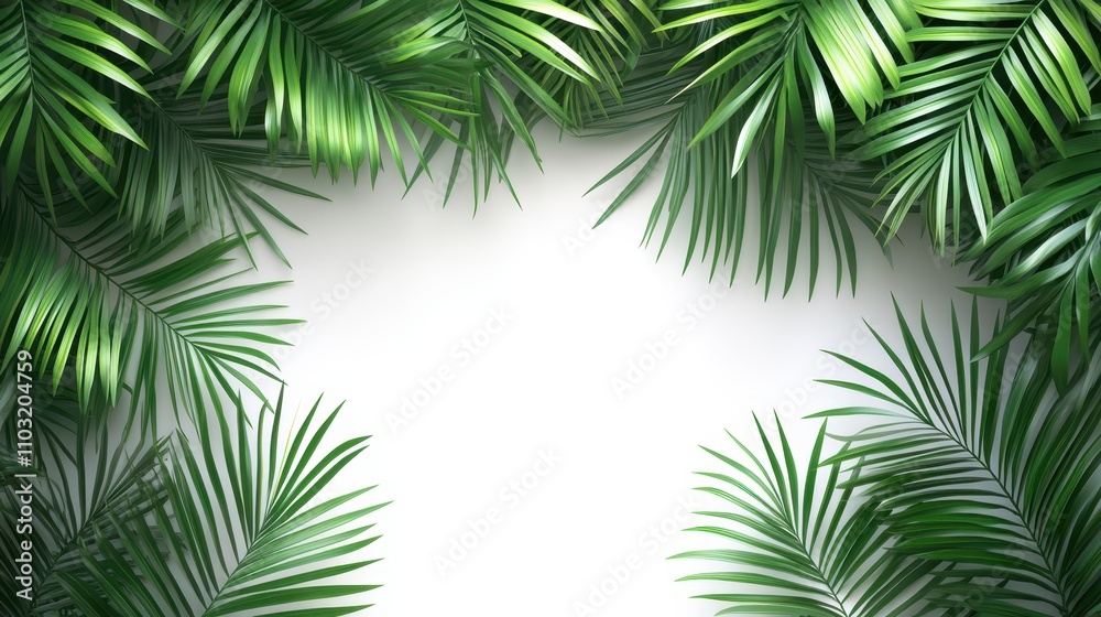 Lush Tropical Palm Leaves Frame Lush Tropical Palm Leaves Frame